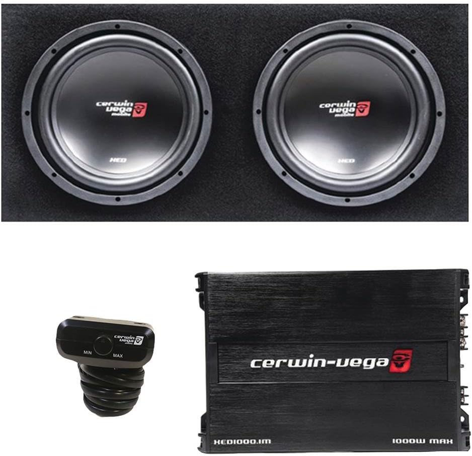 Cerwin Vega BKX212S XED Series Dual 12" Sealed Enclosure & Amplifier Bass Package with XED1000.1M Amplifier