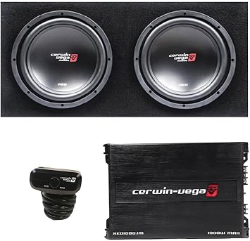 CERWIN-VEGA! Powerful XED Series Basskit Dual 12" 600W RMS 2 Ohm Subwoofers, Class D Technology, Vega Bass Boost, Remote Bass Knob - Ultimate Car Audio Experience BKX212S