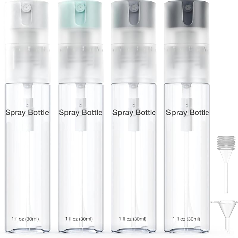Bomeiyi Pacote com 4 Frascos Spray Recarregáveis de Névoa Fina, 30 mL, PET, Cinza