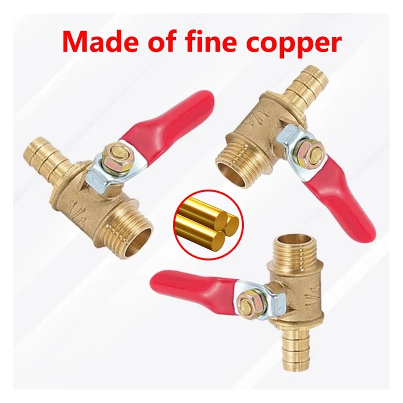 10 sztuk 1/8 '' 1/2'' 1/4 gwint męski zawór kulowy miedź 4-12mm złącze króćca do węża wspólne łącznik rurowy Adapter(6mm Tube,10 pcs,3/8")
