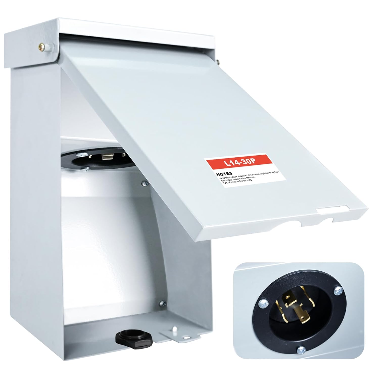 30 Amp Generator Inlet Box, NEMA L14-30P Power Inlet Box for 3R 4-Prong Generator Cord, 120/240V, 7200W Weatherproof Outdoor Generator Receptacle, Use for Emergency Ready