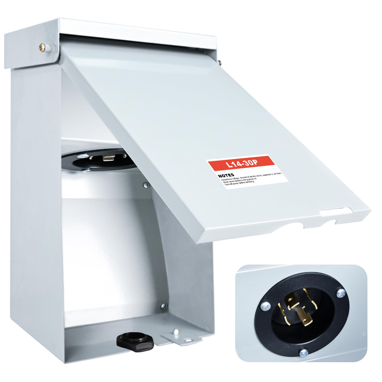30 Amp Outdoor Generator Inlet Box NEMA L14-30P Weatherproof 30 Amp ...