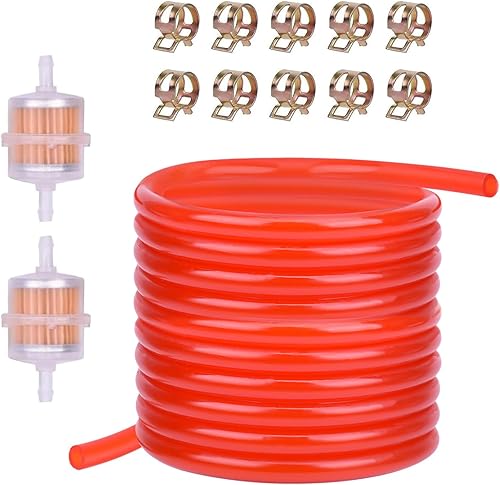 Línea de combustible roja 316 de 10 pies + 2 filtros de combustible + 10 abrazaderas para Honda Predator Mini Bike ATV máquina de corte de nieve