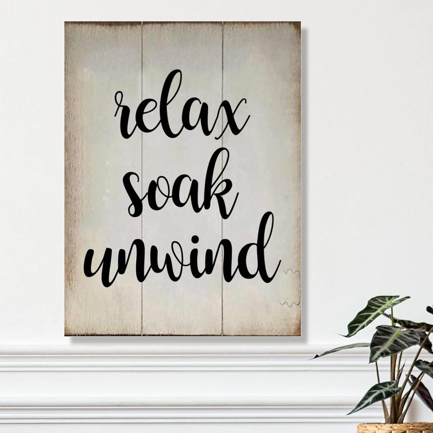 Rustic Wood Sign Wall Decor Inspirational Quotes Scripture Hanging Sign Relax Soak Unwind Wall Art Decor for Living Room Home Decoration 18x24in New Home Wall Decoration Gift