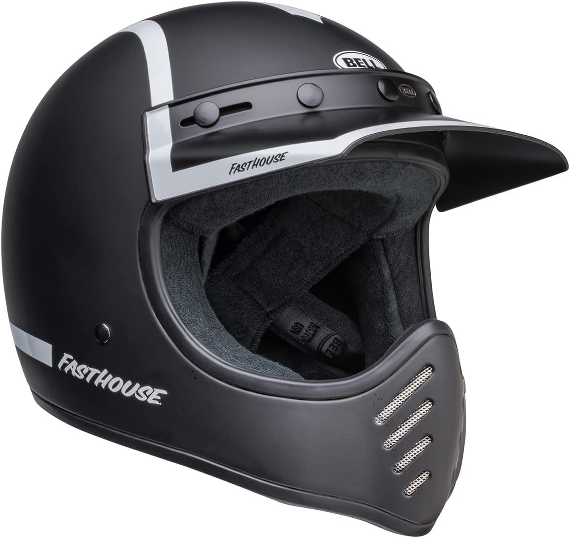 Moto-3 Unisex-Adult Cruiser Motorcycle Helmet - FH Old Road Matte/Gloss Black/White/Medium