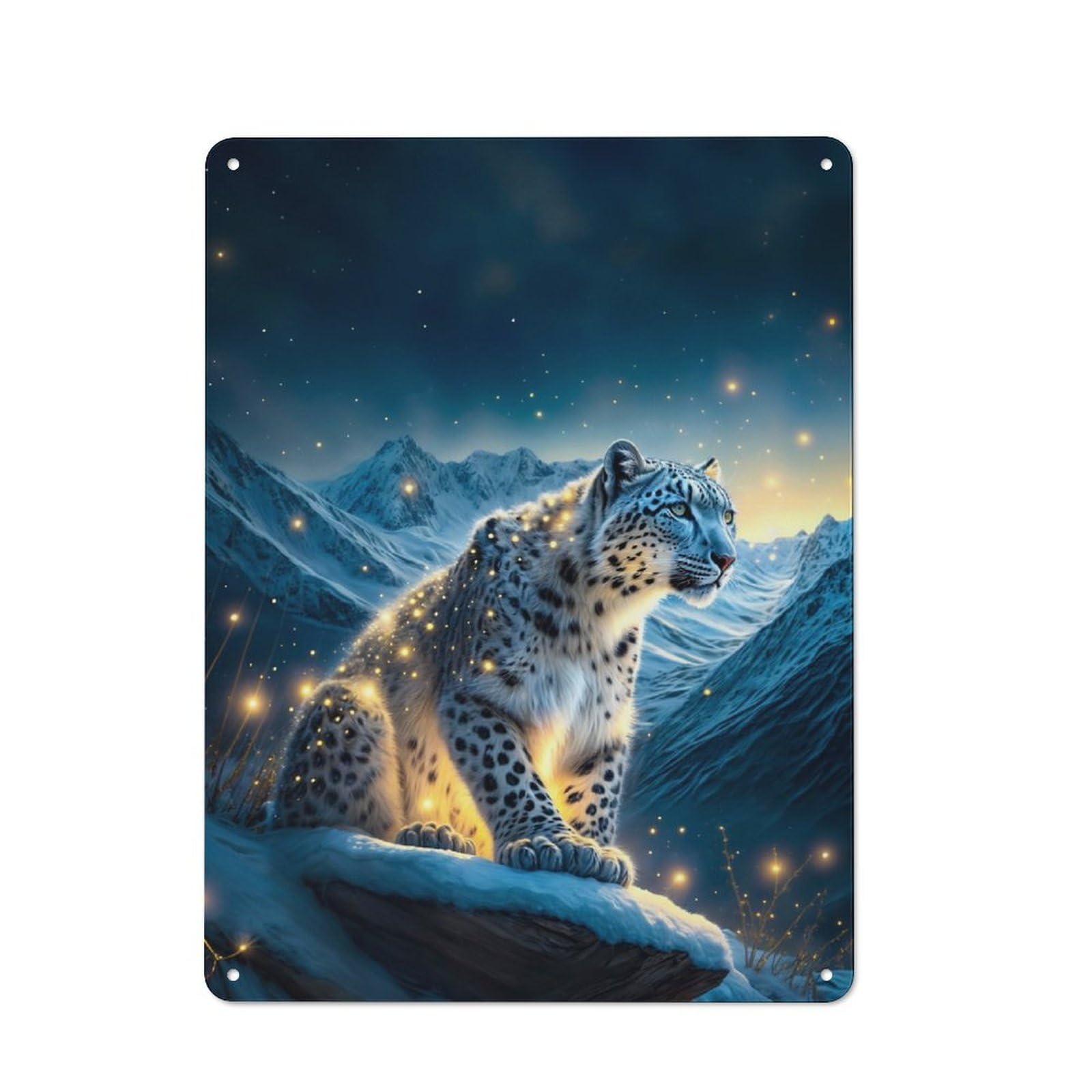 Junmoney A Snow Leopard Vintage Metal Plaque 40X30cm, Diner Style Decor For Coffee Bar, Kitchen, Bistro Or Tea Corner