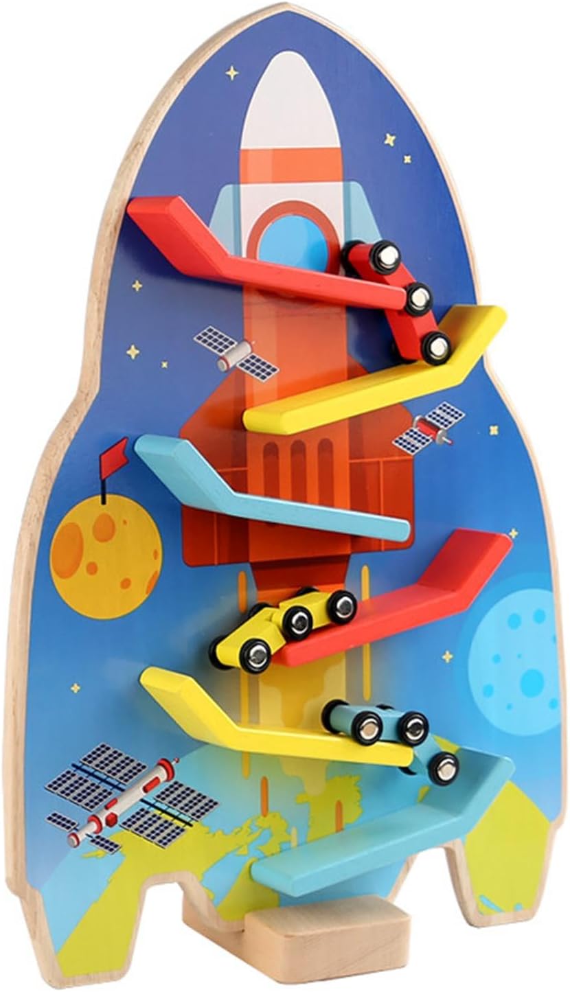 GUOOL 車用ランプおもちゃ おもちゃの車 木製 教育 楽しいランプトラック レーストラック 男の子 女の子 1 2 3 4 5