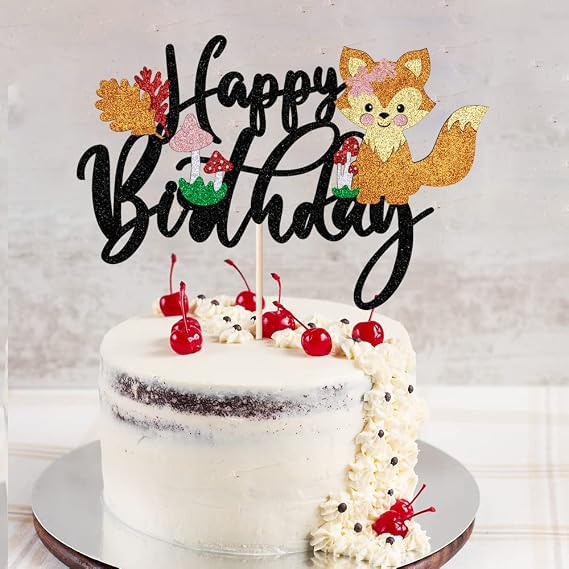LVEUD fox Happy Birthday Cake Topper The theme of jungle animals