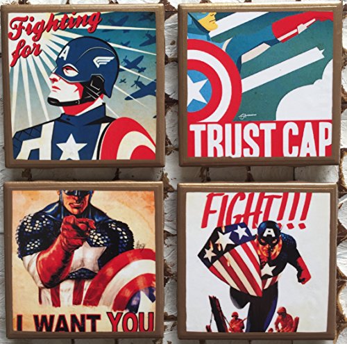 Vintage Captain America Coasters with gold trim