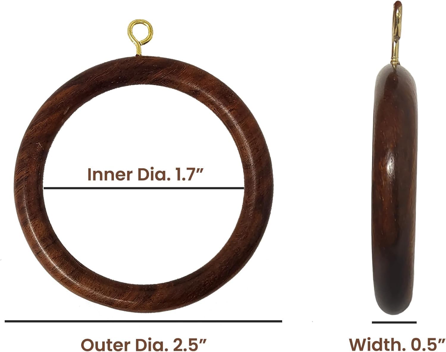 Handmade Wooden Curtain Rod Rings for 1.5 inch Rod Pole, for Window and Door Decoration Wood Drapery Rod Rings for Home Decor (25 Pcs, Inner Dia : 1.75)