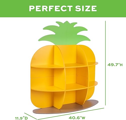 Miniatura 7 de Estantería de piña para niños, estantería para niños pequeños con 9 cubículos, organizador de almacenamiento de juguetes para niños para guardería,