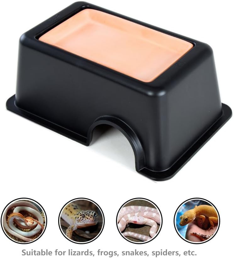 Reptile Hide Cave Box Lizards Habitat with Sink Increase Humidity and Water Supply Hideout for Lizards, Turtles, Reptiles, Amphibians, Small Snake