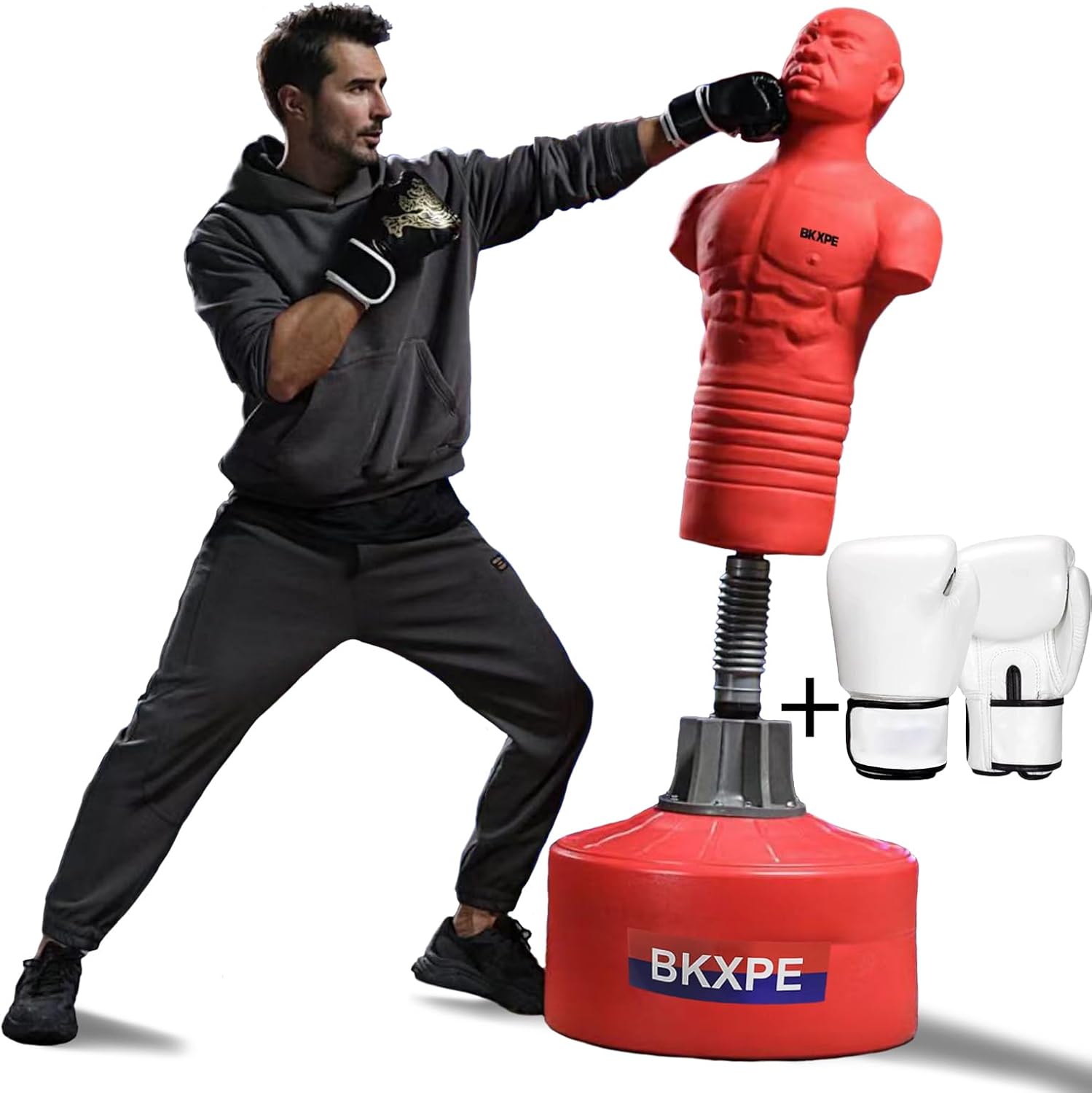 Adjustable Bob Punching Dummy – Freestanding Silicone Punching Bag with Telescopic Height, Stable Large Base for Adults, Boxing, Kickboxing, MMA & Home Gym Training