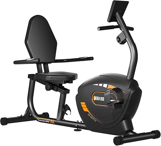 JEEKEE Recumbent Exercise Bike for Seniors,Stationary Bikes for Home, 300LB Capacity & 16 Levels Magnetic Resistance, Heart Rate Handle