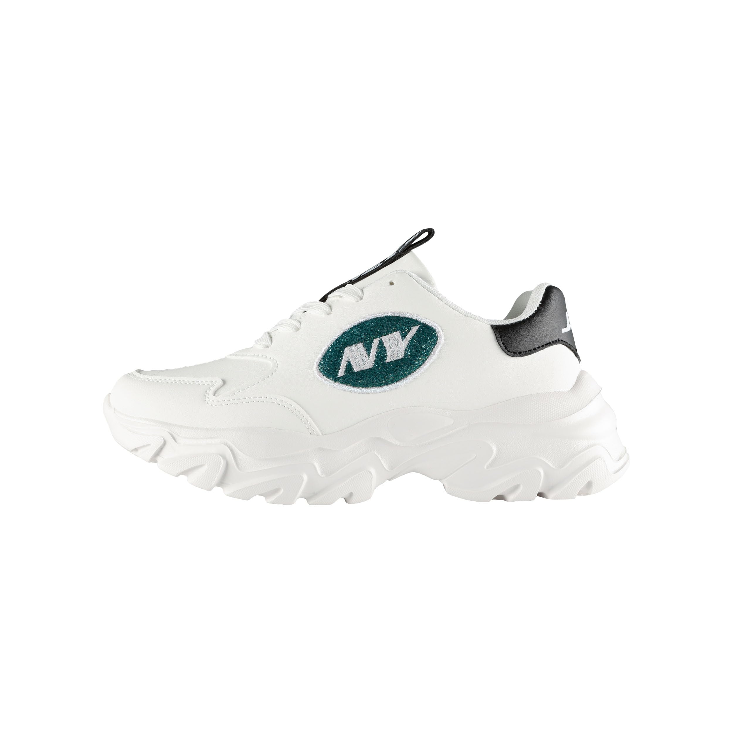 FOCO Womens NFL Team Glitter Big Logo Vintage White Chunky Sneakers