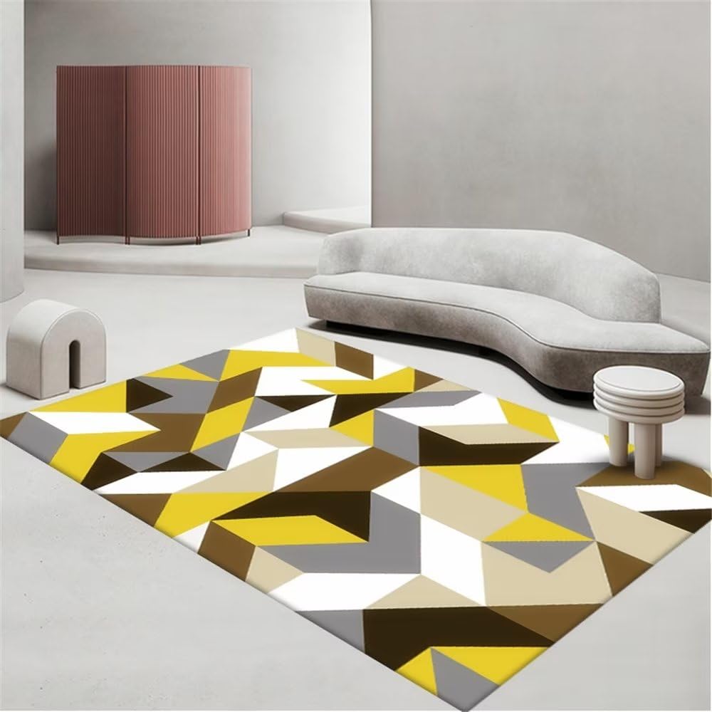 Tapis motif géométrique irrégulier jaune 120X180Cm pour chambre