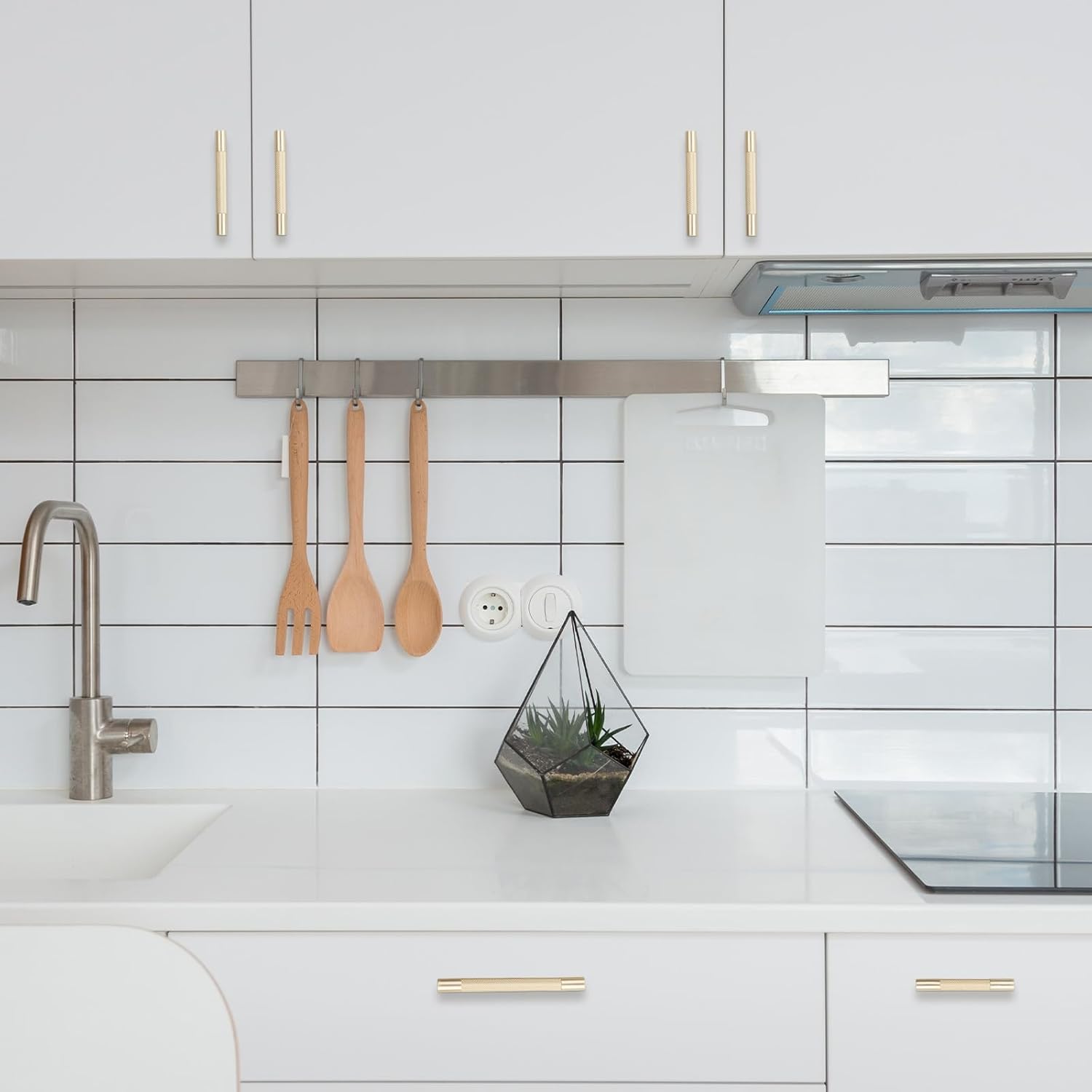 10 Pack 5 inch(128mm) Brushed Brass Kitchen Cabinet Handles Knurled Cabinet Pulls Gold Drawer Pulls Kitchen Hardware