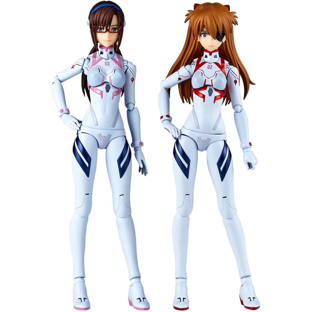 2pcs Asuka Langley Soryu Figure and Mari Makinami Illustrious Action Figures Movable Interchangeable Parts Anime Statue Desktop Collections