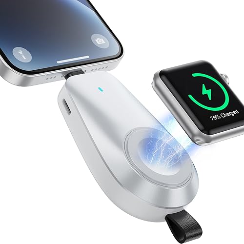 Mini cargador inalámbrico portátil para Apple Watch, llavero de 1600 mAh, banco de energía de emergencia de viaje para iPhone, cargador magnético