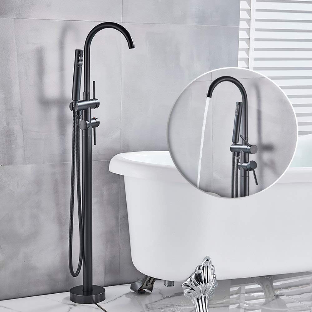 Contemporary Black Bronze Bathroom Shower Bath Tub Mixer Tap Bathroom Faucet Floor Mounted Tub Tap Single Handle,Matte Black Stylle B