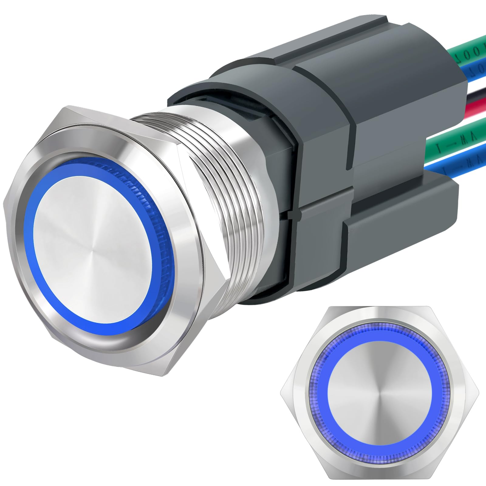 Snapklik.com : UL Listed 15Amp 22mm Momentary Push Button Switch, IP67 ...