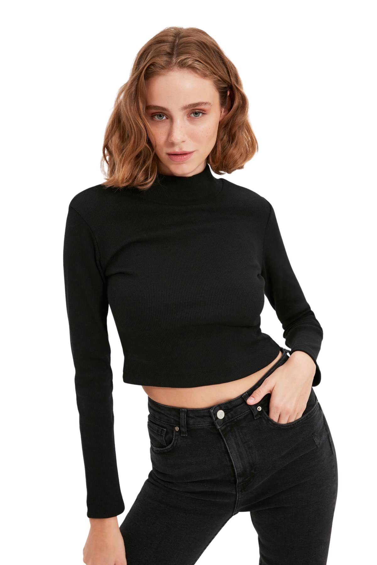 T-shirt in lyocell sostenibile nera con girocollo - donna