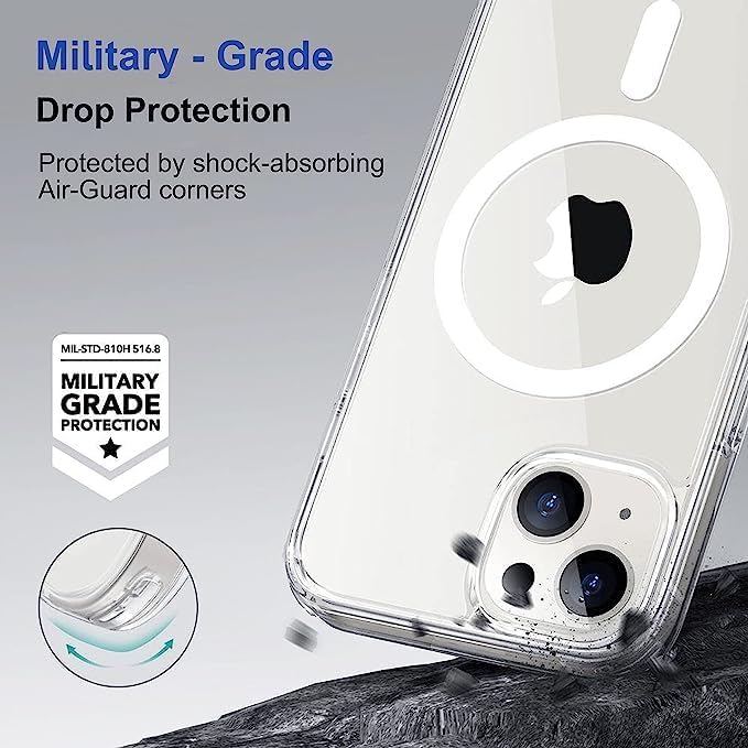 Image of DARKFIT Back Cover Case Compatible with iPhone 14 Plus | White Mag-Safe Magnetic Cover | TPU Ultra Hybrid | Camera Bump Protection | Compatible with Wireless Charging | Color Clear | Pack of 1 |