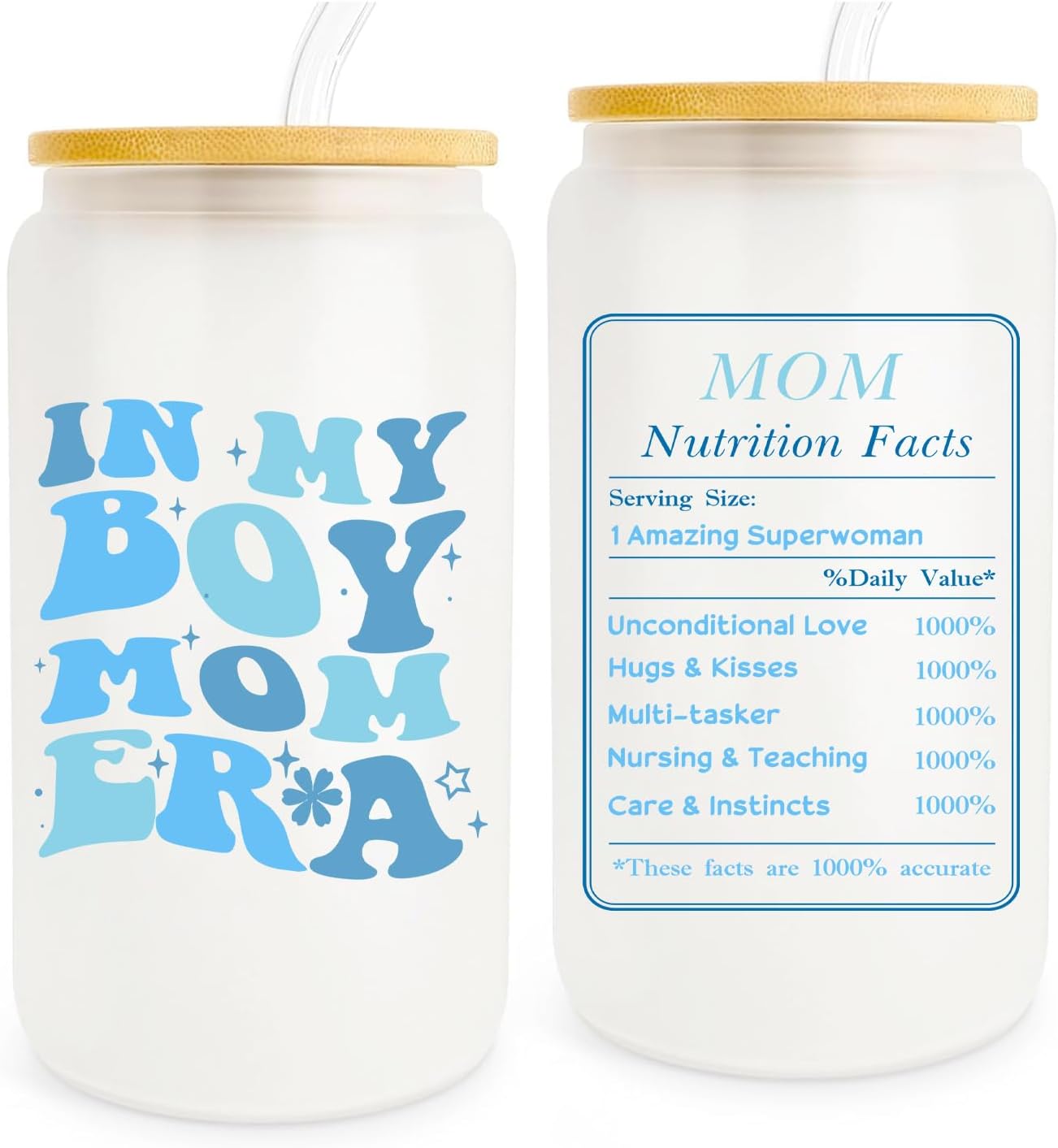 In My Boy Mom Era Gifts, Boy Mom Gifts, Pregnant Mom Gifts, 16oz Coffee Glass Cups, Birthday Drinking Cup for Mom Christmas Mothers Day, Gifts for New Mom Expecting Mom Boy Mama