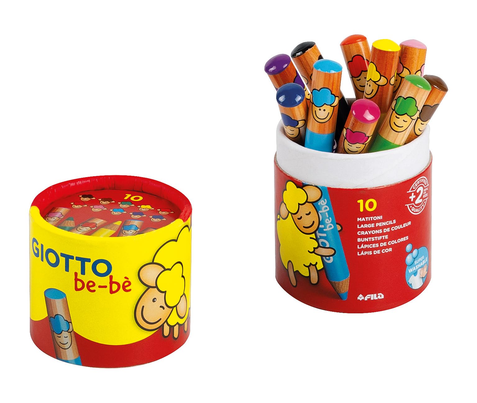 GIOTTO be-bè Súper Lápices de Colores Lavables, Mina Gigante, 7mm, bote 10 unidades en oferta en Amazon