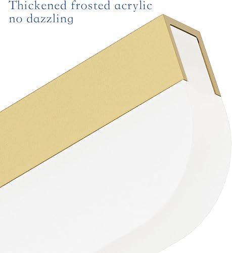 Miniatura 7 de Ralbay Modernas luces de tocador de baño de 24 pulgadas para baño, lámparas LED doradas de aluminio esmerilado de 24 W sobre el espejo, iluminación