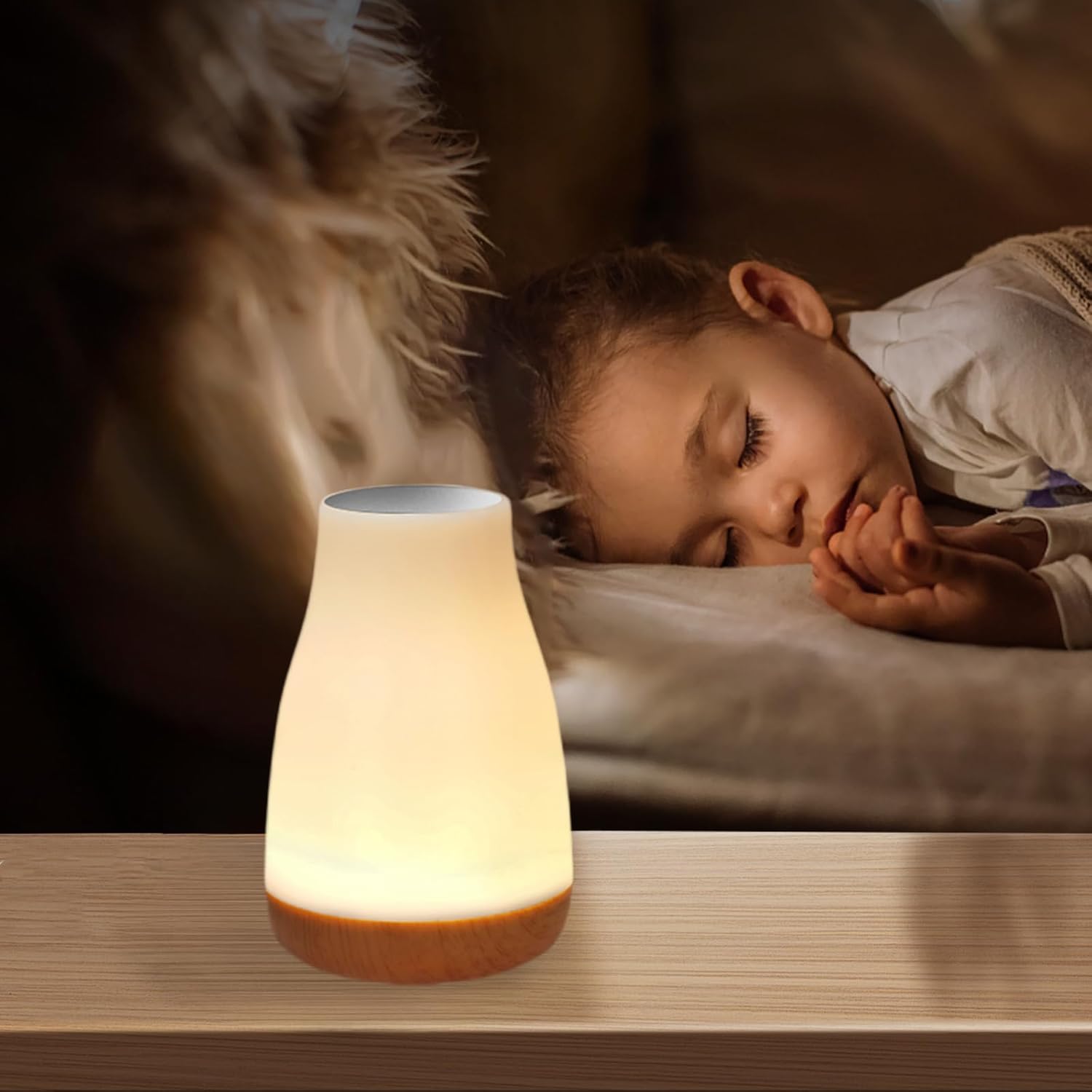2 Pack Touch Night Light,13 RGB Colors & 5 Brightness, USB Rechargeable Desk Lamp, Night Light for Bedroom/Nursery/Bathroom/Hallway/Outdoor/Living Room