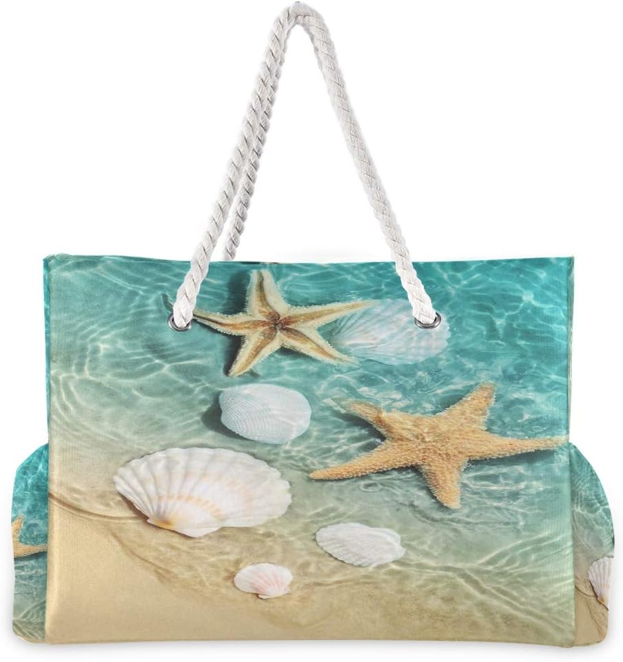 senya Large Beach Shoulder Bags Canvas Tote Water Resistant for Gym Travel Daily - Image 4