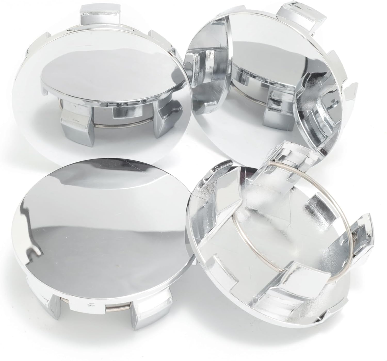 4Pcs 2.55in / 64.7mm Car Wheel Center Caps for 51971670F-1 3087 AEWC 3087-06 Chrome Outer 2.55 in, Inner 2.09 in Snap-On Hub Caps
