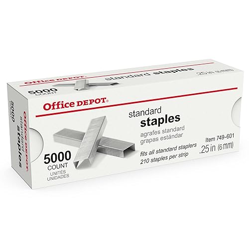 Office Depot Grapas, 14in. Estándar, Media tira, Caja de 5,000, 10900
