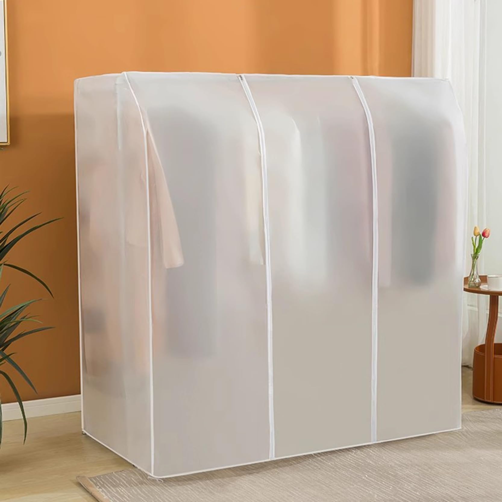 Kleiderständer Abdeckung mit 2 Reißverschlüssen,Kleiderständerabdeckung mit großer Kapazität Wasserdicht, staubdicht,Schutzüberzug für Garderobenständer,Schutz für Kleidung,B-200x150cm