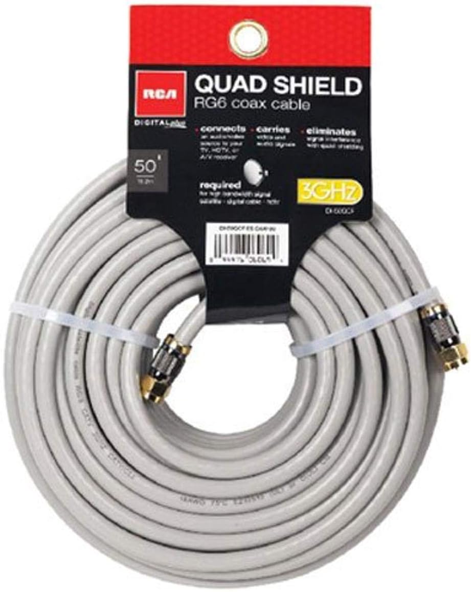 RCA 50-Feet Quad Shield Coax Cable (DH50QCF) Black