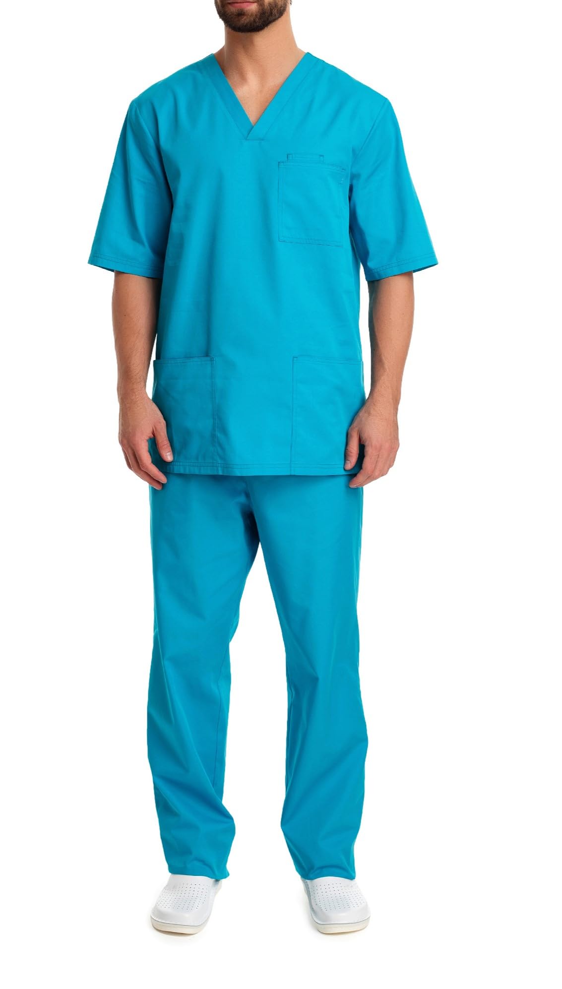 HABIL V Neck Active Scrub Suit | 5 Pockets Medical Scrub Top & Bottom, Half Sleeves, Uniform for Doctors, Nurses and Dentist (3X-Large, Navy Blue) (B0BZPC4FSL) Amazon Price History, Amazon Price Tracker