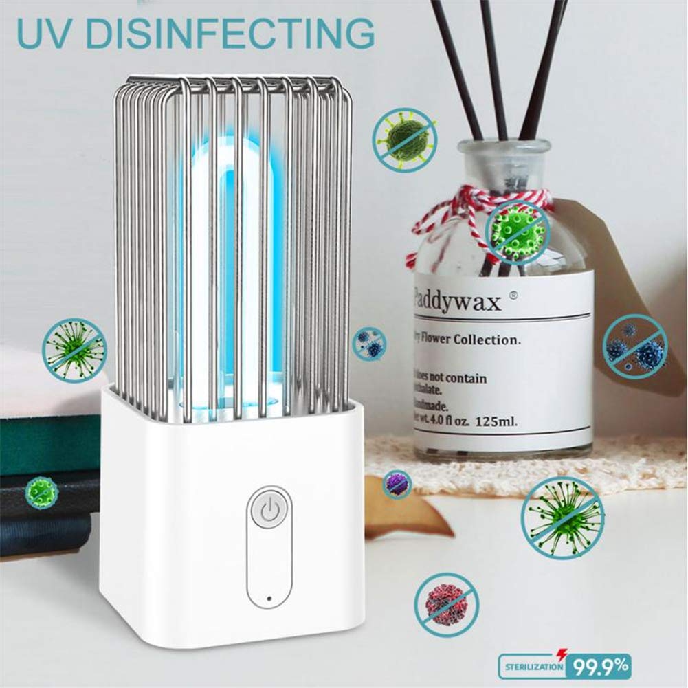 Luz de esterilización UVC portátil de 2.5W, lámpara de escritorio UV de sala de estar de dormitorio Lámpara de escritorio ultravioleta de cuarzo de ozono para viajes domésticos