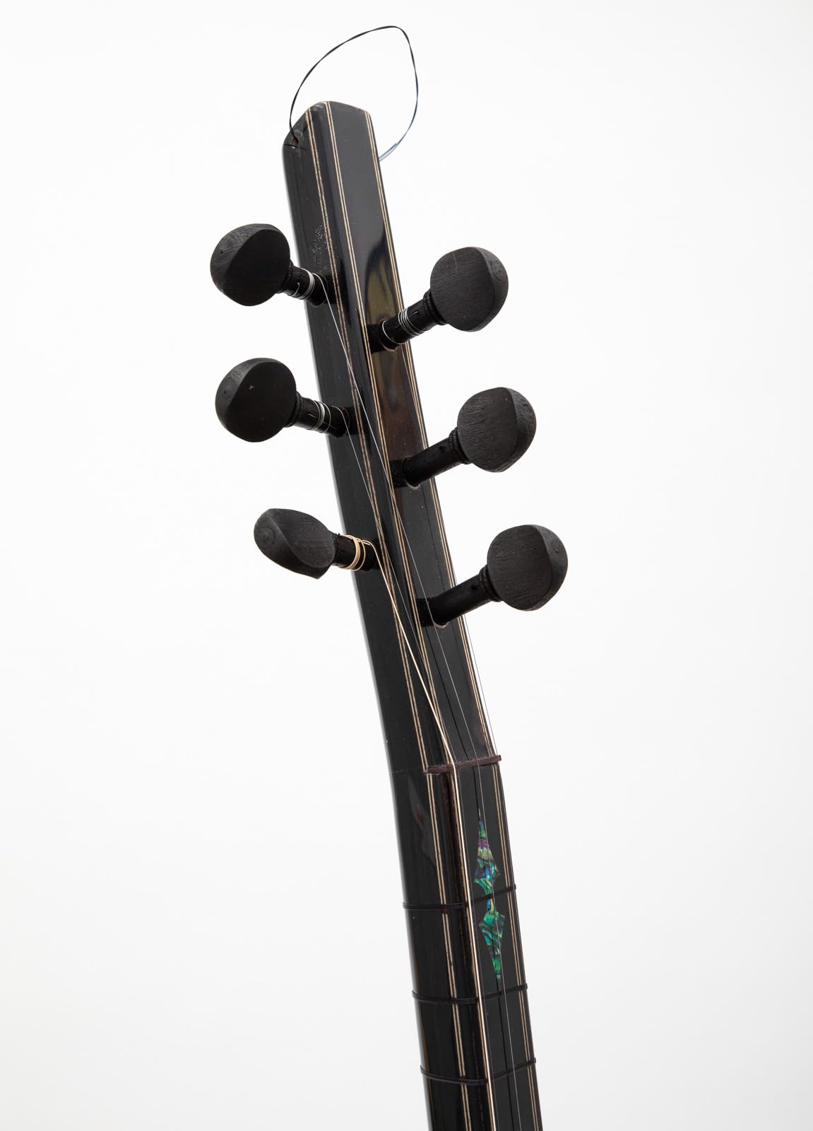 Professionelle elektrische Saz Baglama mit Necarman-Tonabnehmer aus schwarzem Holz und Ebenholzwirbeln. Elektro-Saz mit Softcase, Saitensatz und Plektren