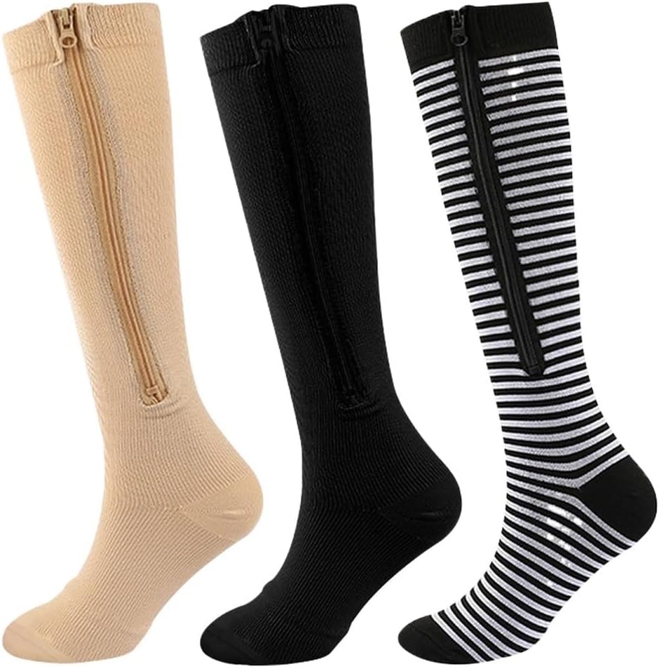 Long Socks Outdoor Sports Pressure Compression Zipper Stretch Leg