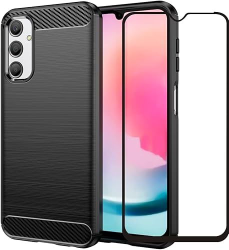 Folmeikat Funda compatible con Samsung Galaxy A24 4G, con protector de pantalla, absorción de golpes, flexible de goma TPU, funda protectora para
