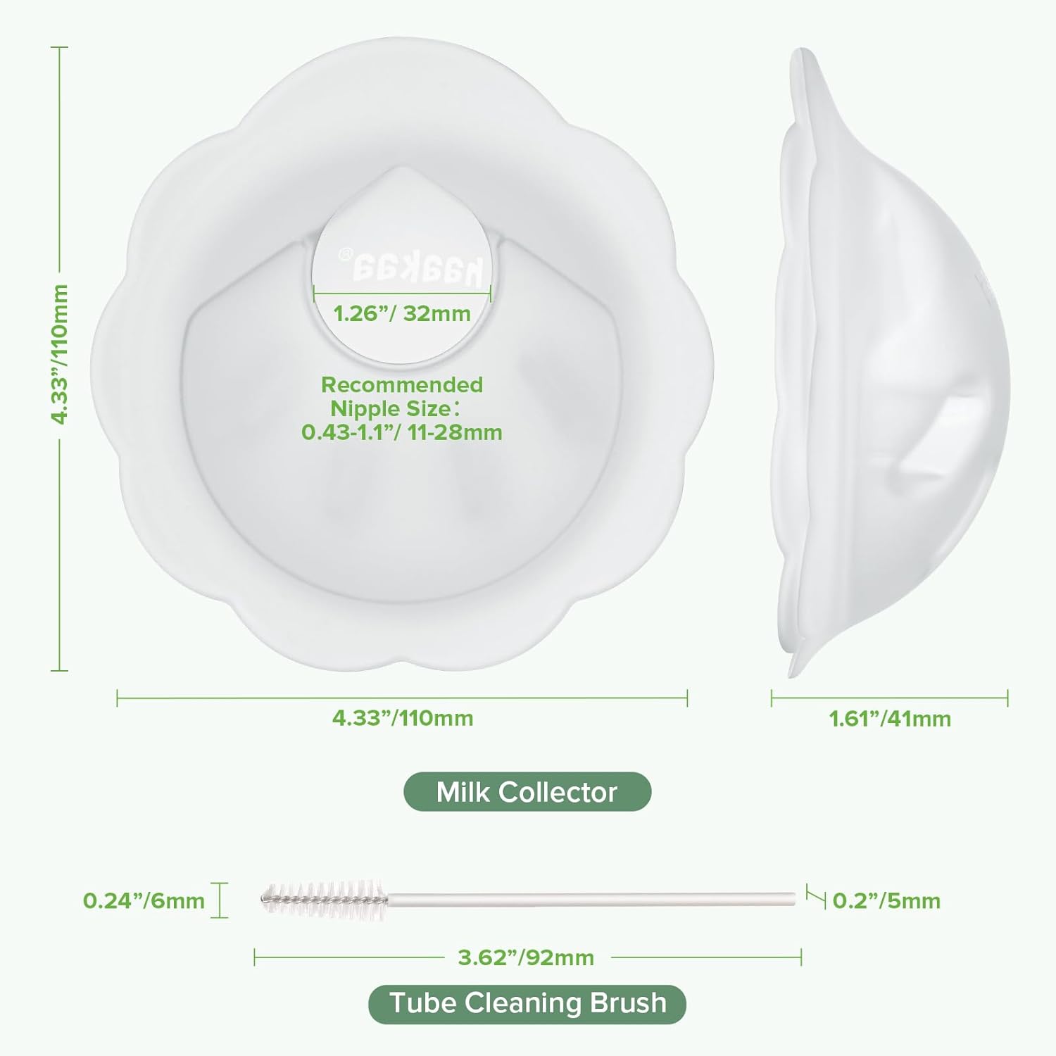 haakaa Petal Soft Silicone Milk Collector丨Discreet Leak-Protection Breast Milk Saver, Reusable Breast Shells Milk Collection Cup for Breastfeeding with Cleaning Brush- 2PCS - Image 9