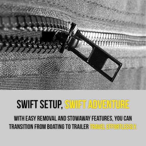 Miniatura 5 de FASWORX Soportes universales para barcos Bimini en torre de wakeboard, lona superior 600D Bimini, marco y abrazaderas, toldo universal