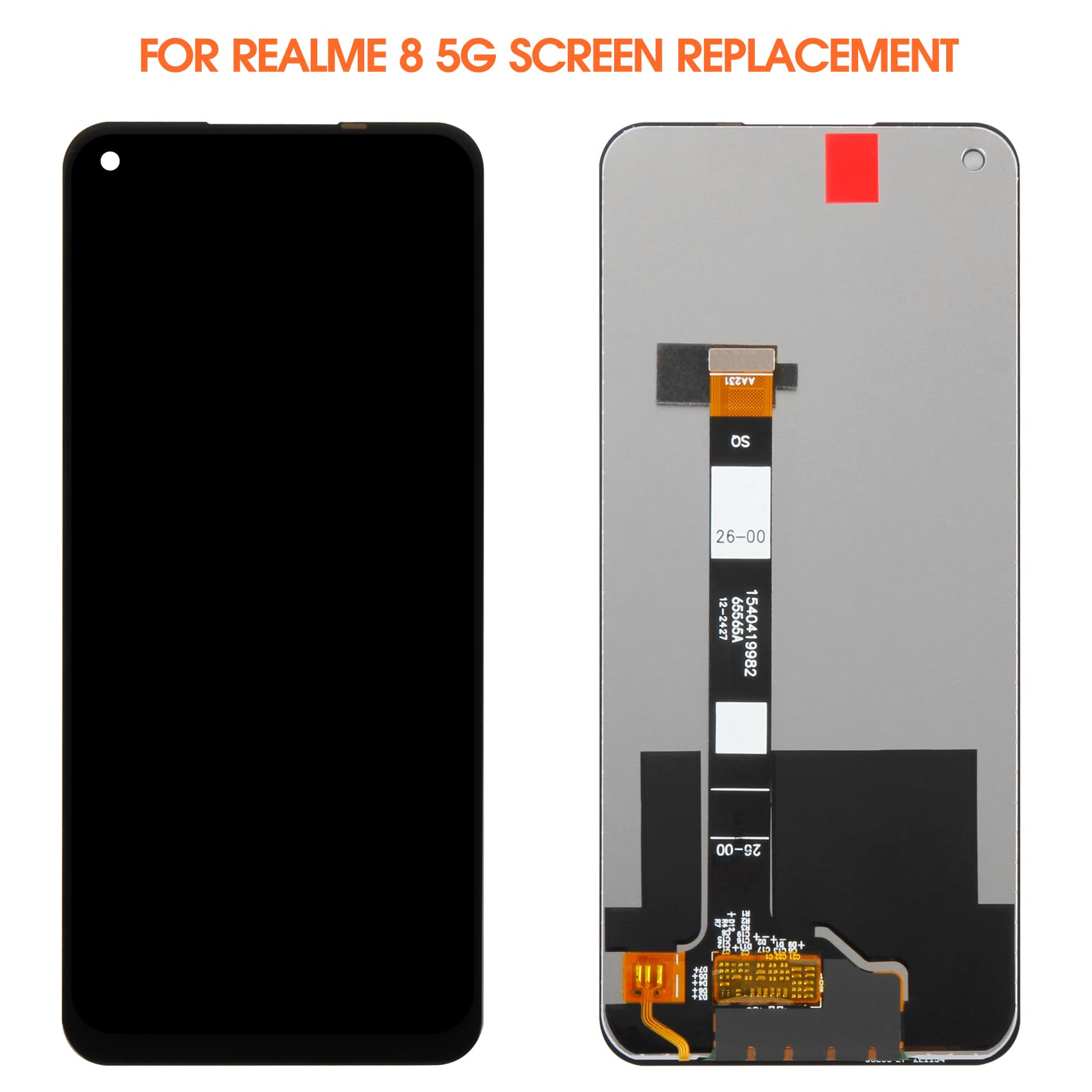 AGCUT Display LCD per Realme 8 5G Schermo LCD per Oppo Realme 8 5G RMX3241 6,5 pollici Schermo di Ricambio Schermo Digitalizzatore Touchscreen Full Assembly + Riparazione Kit, Nero