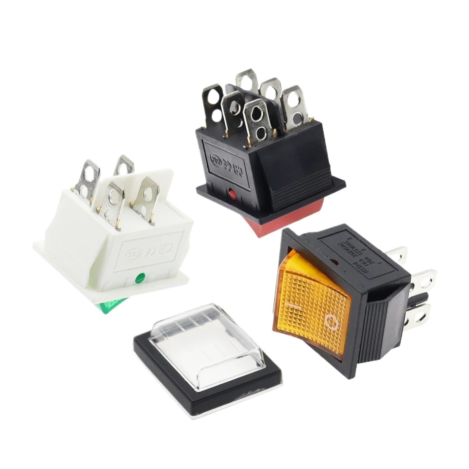 Interruttore a bilanciere KCD4 da 10 pezzi, 2 posizioni, 4/6 pin, con alimentazione luminosa 16 A 250 V CA/20 A 125 V CA(4Pin Red)