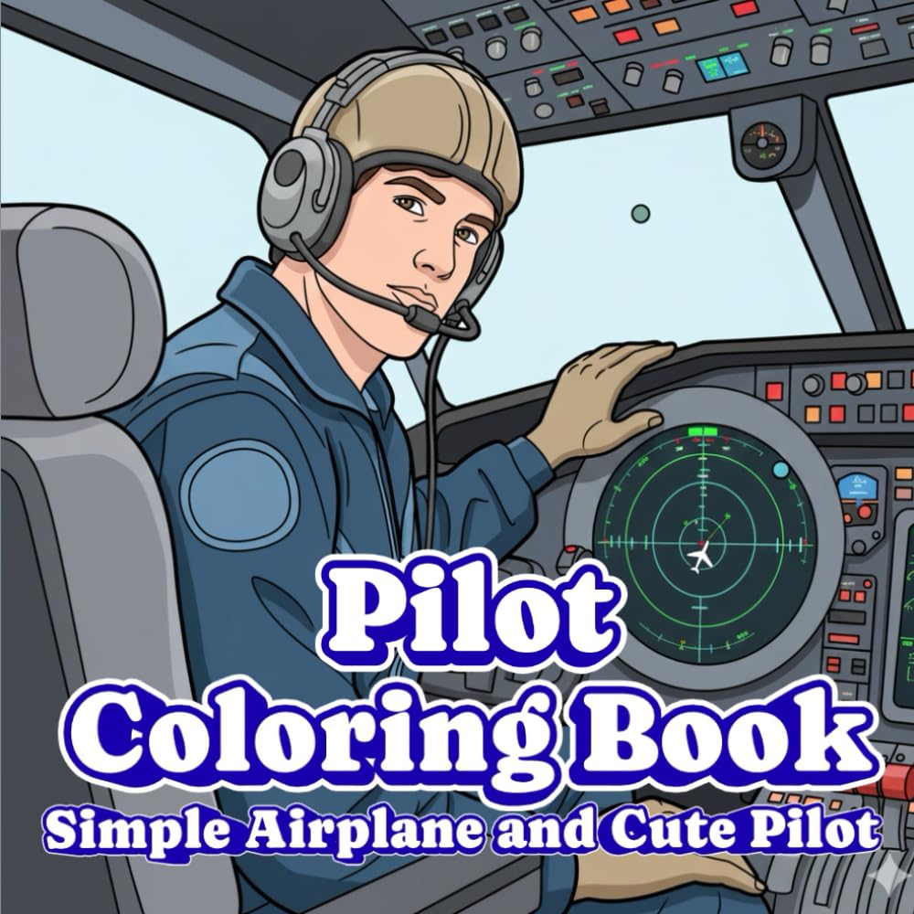 Pilot Coloring Book | Simple Airplane and Cute Pilot Designs for Easy Coloring: Fun and Simple Pilot Scene