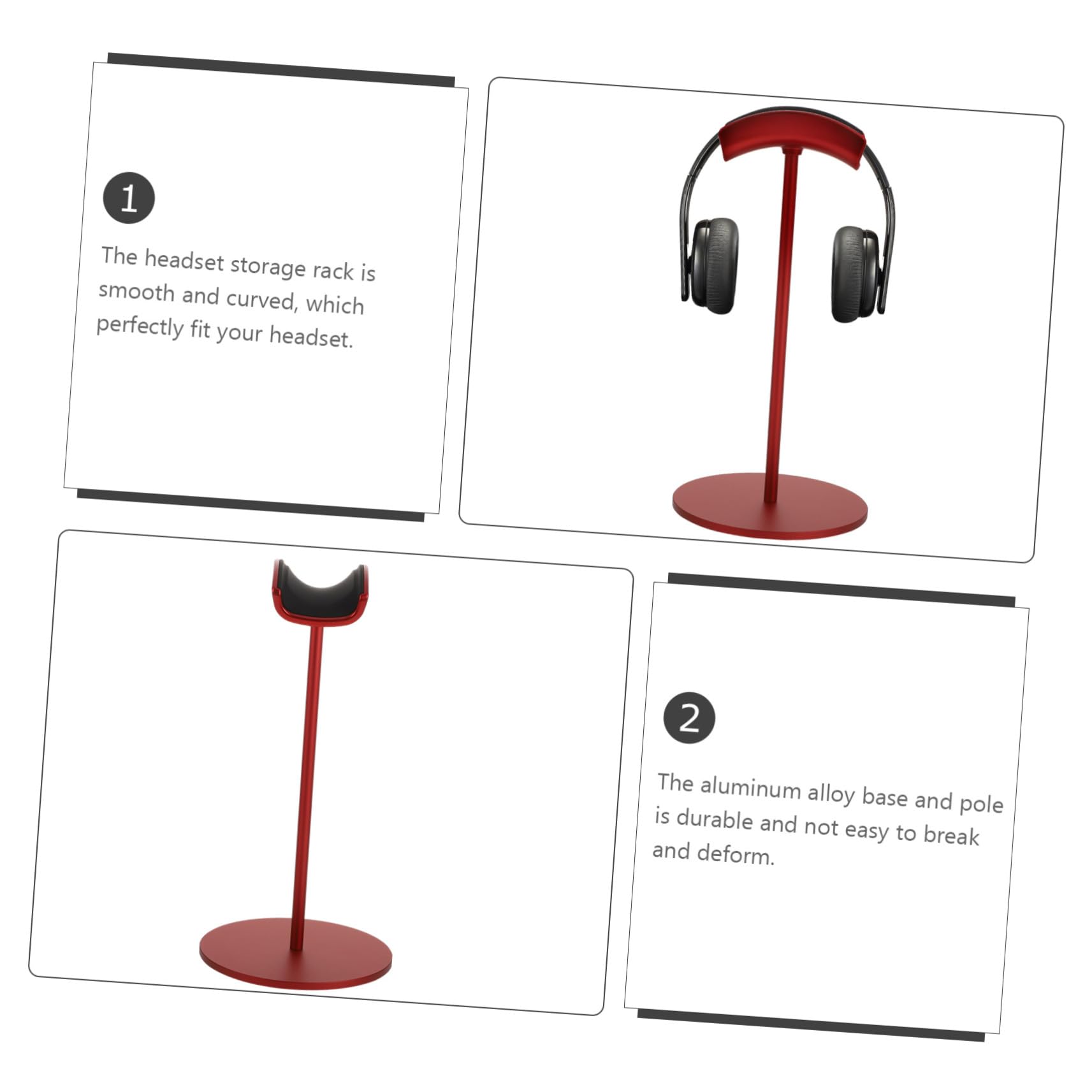 Gatuida Supporto per Cuffie da Scrivania Design Liscio e Curvo Rosso in Lega di Alluminio Organizer per Headset Gaming e Accessori Computer Desktop