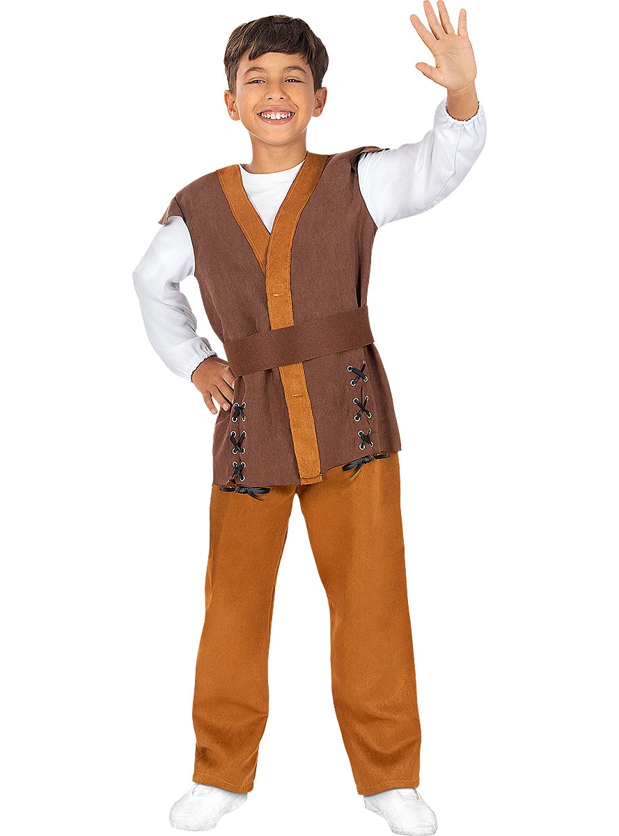 Funidelia | Disfraz de tabernero medieval para niño Medieval, Edad Media, Campesino - Disfraz para niños y divertidos accesorios para Fiestas, Carnaval y Halloween - Marrón