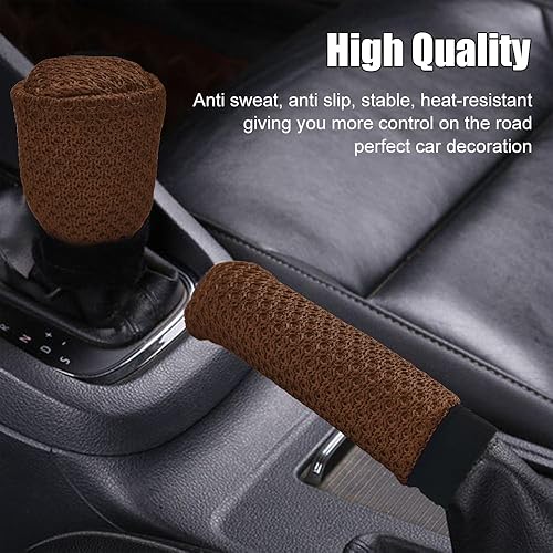 Miniatura 7 de Funda para pomo de palanca de cambios y funda para freno de mano para automóvil, protector antideslizante para palanca de cambios de freno de mano,