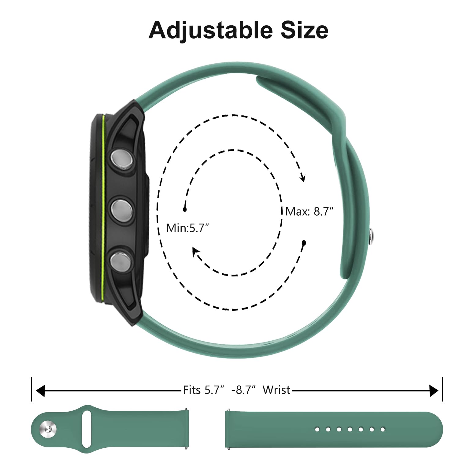 5-pak silikonowych pasków kompatybilnych z IDW13, IDW16, IDW19 pasek do smartwatcha, 22 mm, miękki sportowy pasek, zapasowy pasek do Woneligo/Fitpolo/ID208Plus/FITVII H56/Gydom/ENOMIR/Tensky